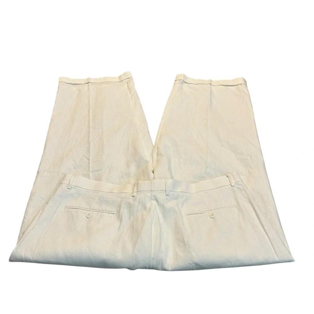 E. J. SAMUEL white linen blend pants